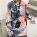 Long-sleeve Tie-dyed Round Neck T-shirt