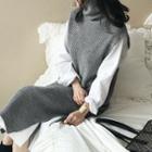 Turtle-neck Sleeveless Maxi Rib-knit Dress