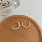 Faux Pearl Ear Stud 1 Pair - Classic Earrings - White & Gold - One Size