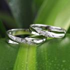 Couple Matching Rhinestone Sterling Silver Rings
