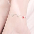 925 Sterling Silver Roman Numeral Rhinestone Heart Anklet 925 Sterling Silver Roman Numeral Rhinestone Heart Anklet - One Size