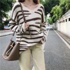 Zebra Patterned V-neck Sweater