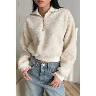 Sherpa-fleece Cropped Sweatshirt