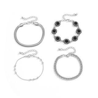 Set Of 4: Chain Bracelet 3203 - Silver - One Size