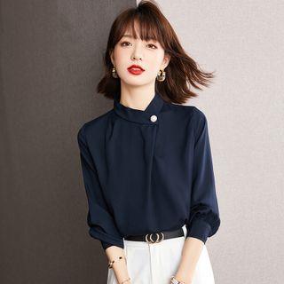 Puff-sleeve Single-button Blouse