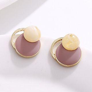 Resin Disc Earring 1 Pair - Ear Studs - One Size