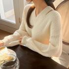 V-neck Cutaway-trim Knit Top