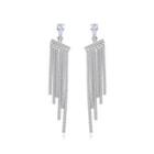Fashion Temperament Bright Geometric Tassel Earrings With Cubic Zirconia Silver - One Size