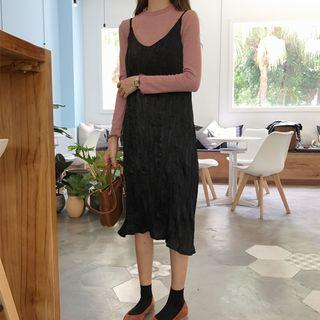 Spaghetti Strap Midi Dress / Long-sleeve Top