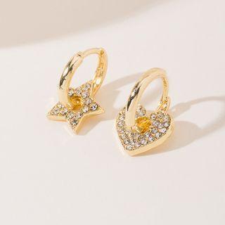 S925 Sterling Silver Geometric Rhinestone Drop Earrings Era211-01 - One Size