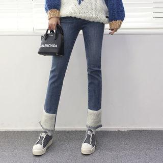 Sherpa-fleece Panel Straight-cut Jeans