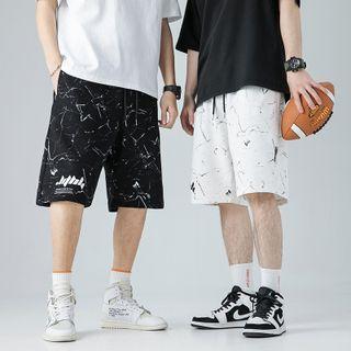 Print Lettering Print Wide Leg Sweatpants