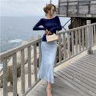 Long-sleeve Top / Lace Midi Mermaid Skirt