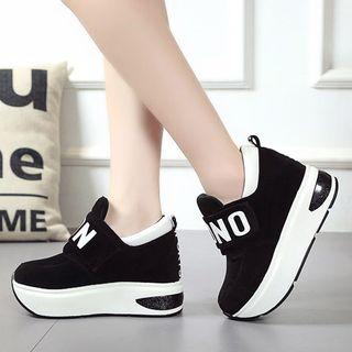 Lettering Hook And Loop Platform Sneakers