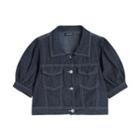 Short-sleeve Denim Cropped Blouse 0123 - Top - Denim Blue - One Size