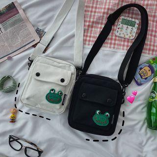 Frog Embroidered Canvas Crossbody Bag