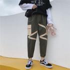 Contrast-color Cargo Harem Pants