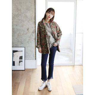 Stand-collar Heart Camouflage Safari Jacket