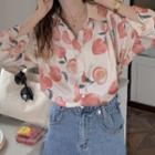 Long-sleeve Peach Print Shirt Off-white & Pink - One Size