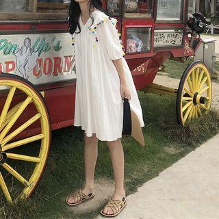Short-sleeve Sundress White - One Size