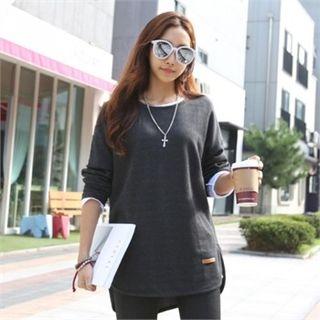 Brushed-fleece Lined Dip-back T-shirt