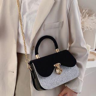 Flap Glitter Crossbody Bag Black - One Size