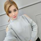 Cut Out Shoulder Long Sleeve Knit Top