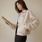 Collared Embroidered Zip-up Jacket