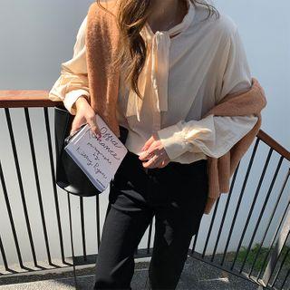Tie Neck Shirt Almond - One Size