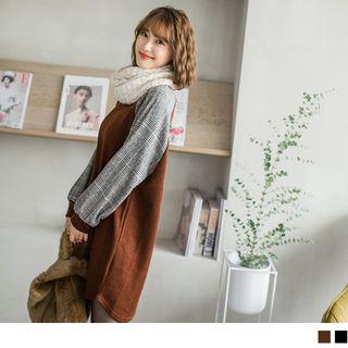 Plaid Raglan Sleeve Loose-fit Pullover Dress