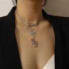 Alloy Heart & Lettering Pendant Layered Choker Necklace