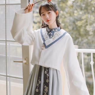 Floral Embroidered Top / Fleece-lined Embroidered Top / Tie-waist Midi Dress