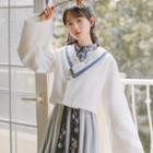 Floral Embroidered Top / Fleece-lined Embroidered Top / Tie-waist Midi Dress