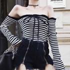 Off-shoulder Striped Top As Shown In Figure - One Size
