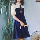 Color-block Printed Short-sleeve Dress