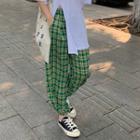 Plaid Jogger Pants Green - One Size