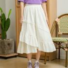 Ruffle Hem Midi A-line Skirt Milky White - One Size
