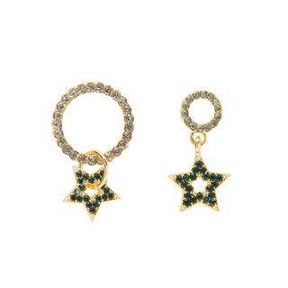 Non-matching Rhinestone Star Hoop Earring