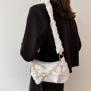 Faux Pearl Textured Crossbody Bag
