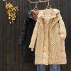 Detachable Knit Shawl Padded Zip Jacket