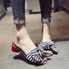 Block-heel Striped Slippers