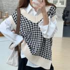 Houndstooth Sweater Vest Houndstooth - Black & White - One Size