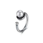 Vintage Fashion Pearl Adjustable Split Ring Silver - One Size