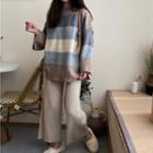 Striped Sweater / Ribbed Wide Leg Pants
