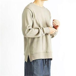 Round-neck Slit-hem Pullover