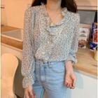 Long-sleeve Floral Printed Shirt As Shown In Figure - One Size