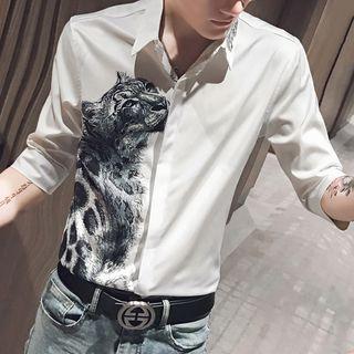 Printed Elbow-sleeve Shirt (various Designs)