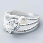 925 Sterling Silver Faux Pearl Layered Ring