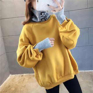 Oversized Turtle-neck Paneled Sweatshirt