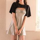 Set: Shirred Swimdress + Cropped Cover-up